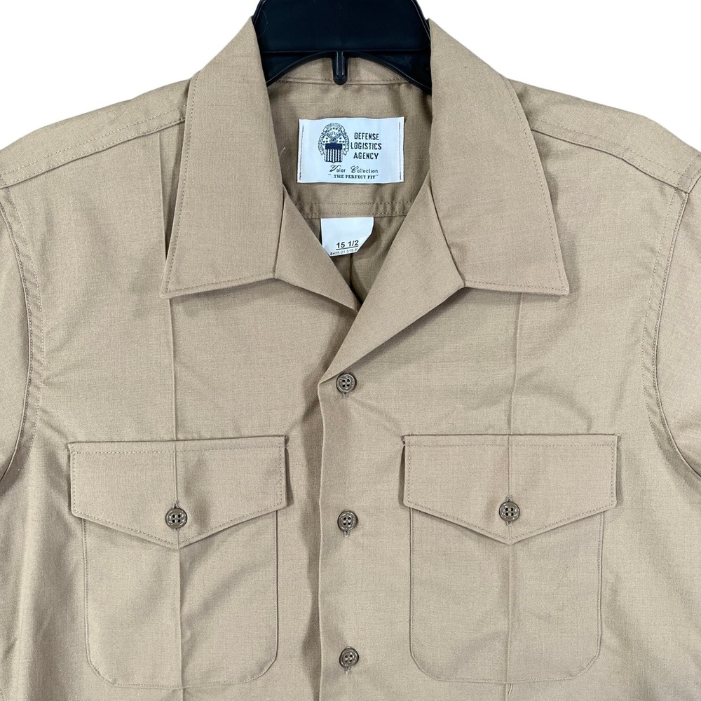 US Military Issued Defense Logistics Shirt Men 15.5 Khaki M-1 Wool Blend Uniform